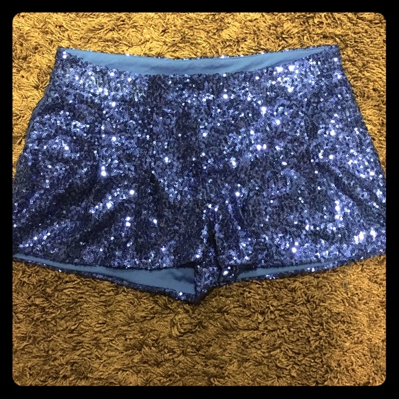 Blue sequined shorts