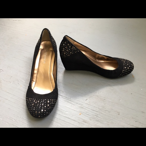 BCBG Generation Trinity Suede Sparkly Wedge
