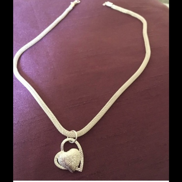 .925 Stamped Heart Shape Necklace - Picture 2 of 5