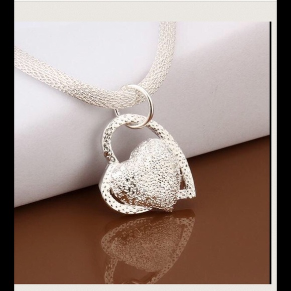 .925 Stamped Heart Shape Necklace - Picture 3 of 5