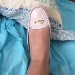 Light beige coach loafers