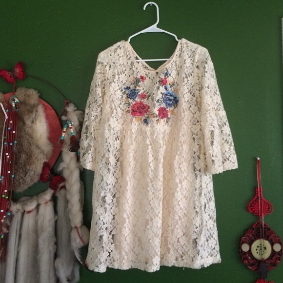 Bohemian Embroidered Mini Dress