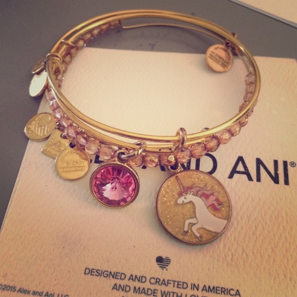 unicorn bangle rose Swarovski crystal & bead
