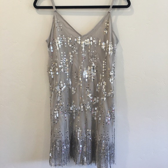 Abercrombie and Fitch sequin fringe slip dress