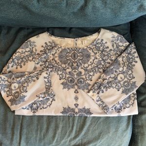 Paisley Detailed Boat neck blouse