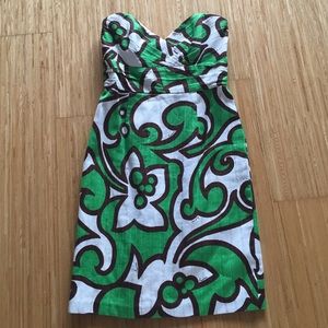 Milly Strapless Green Floral Dress