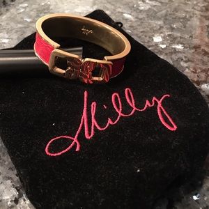 Leather & Goldtone Hinged Bracelet