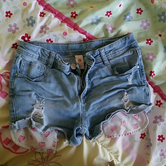 adorable baby blue jean shorts with heart pockets