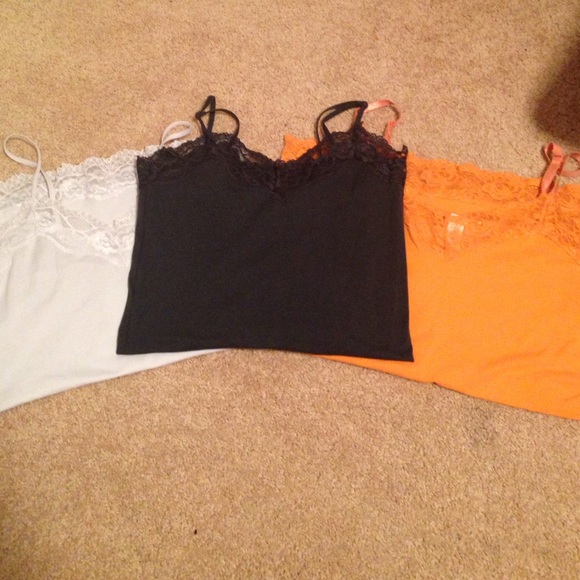 3 Lacey solid colored camisoles