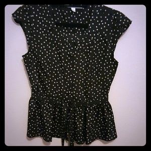 Printed button down blouse with beading