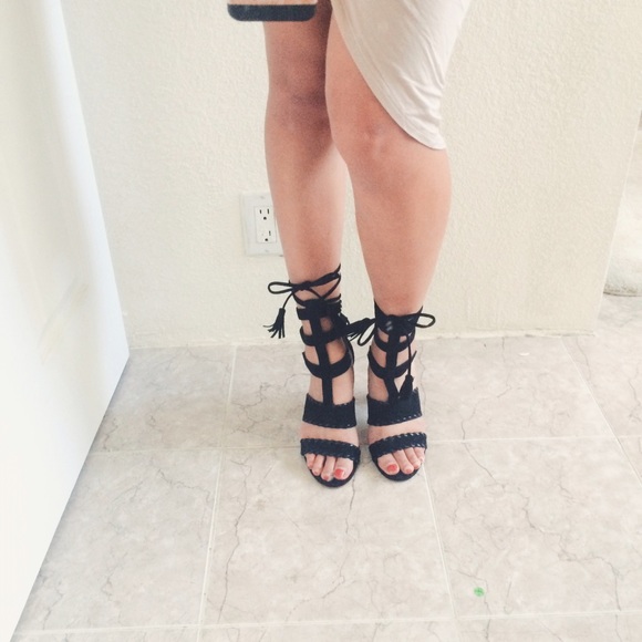 bebe Shoes - Strappy Black Gladiator Heels