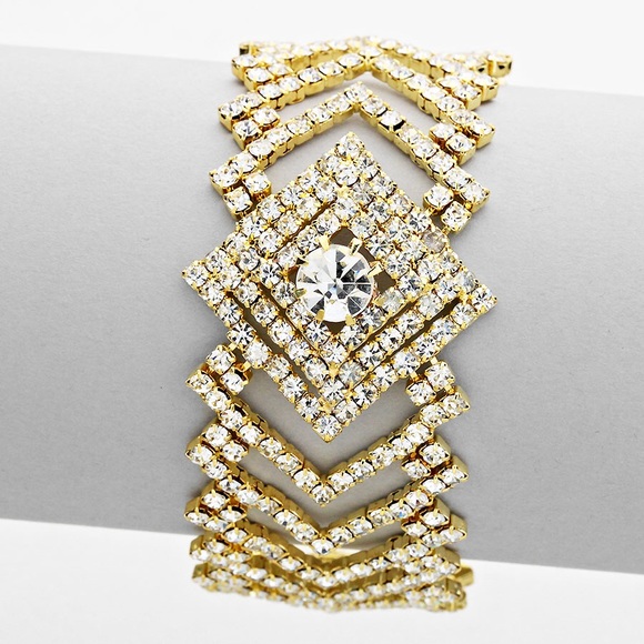 CRYSTAL RHINESTONE CHEVRON WRAP BRACELET