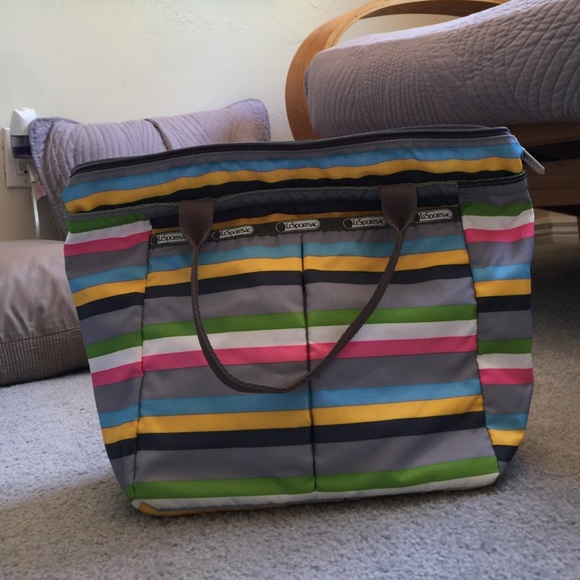 Striped LeSportsac tote