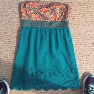 Turquoise Strapless Sundress