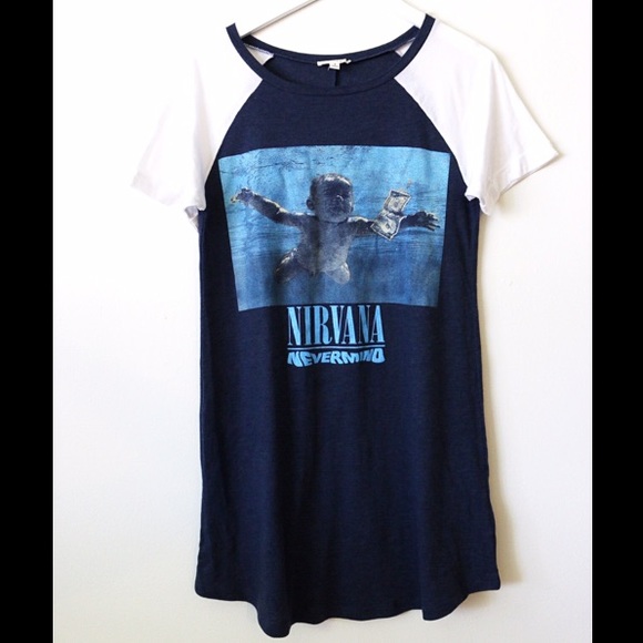 Urban Outfitters Dresses & Skirts - Navy Nirvana Nevermind raglan tee shirt dress