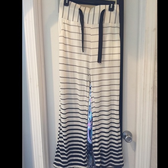 Ombré black and white striped pants