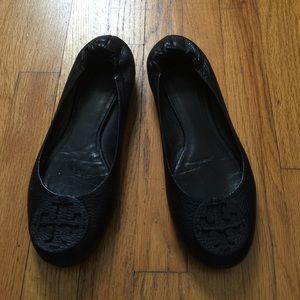 Black leather real Tory Burch flats