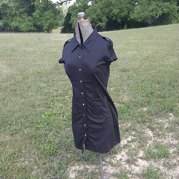 Black dots button up dress