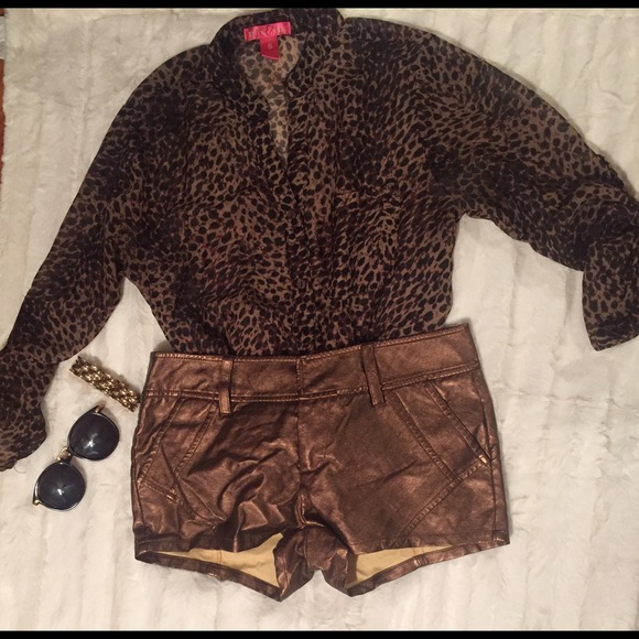 Bronze leather shorts