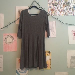 Heathered grey 3/4 sleeve dress with low back