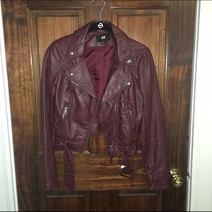 H&M Oxblood/Burgundy Faux Leather Jacket