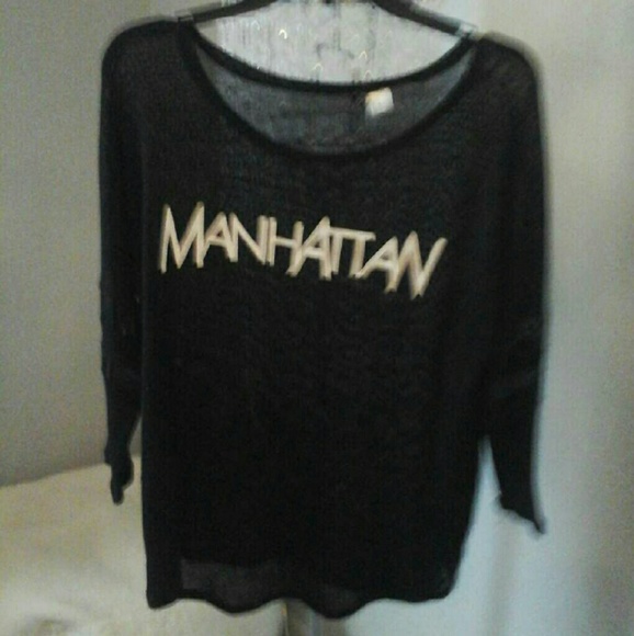 Thin black and white Manhattan sweater