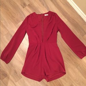 Sexy, low cut maroon romper