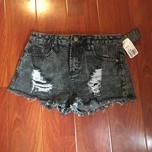 Black dark washed high waisted Jean shorts