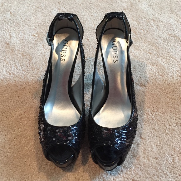 Guess sparkly sequin peep toe pumps - Picture 2 of 4