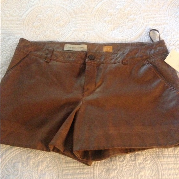 Pilcro and the Letterpress Pants - Vegan leather brown shorts!
