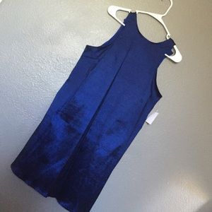 Blue taffeta shift dress