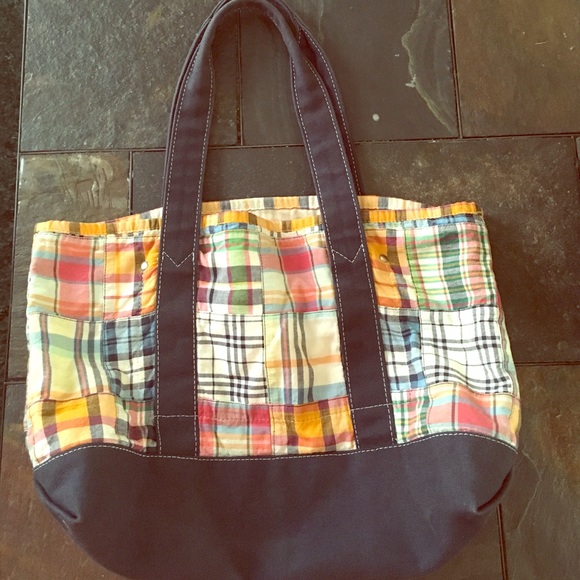 J. Crew plaid tote