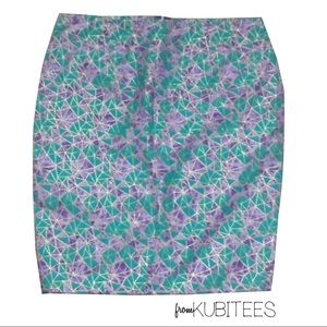 Midi Fitted Pencil Skirt Abstract Print