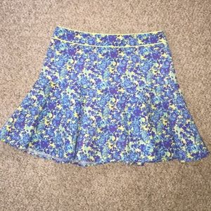 Topshop blue and green floral a-line skirt