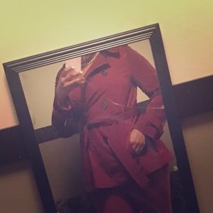 Cranberry red trench coat