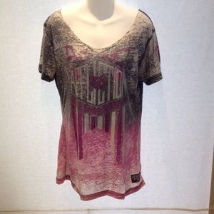 Pink and grey Affliction top