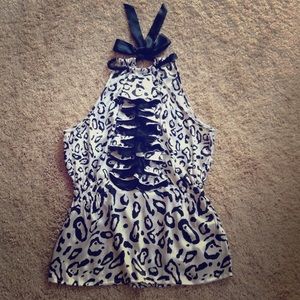 Bebe Silk Leopard Print Top