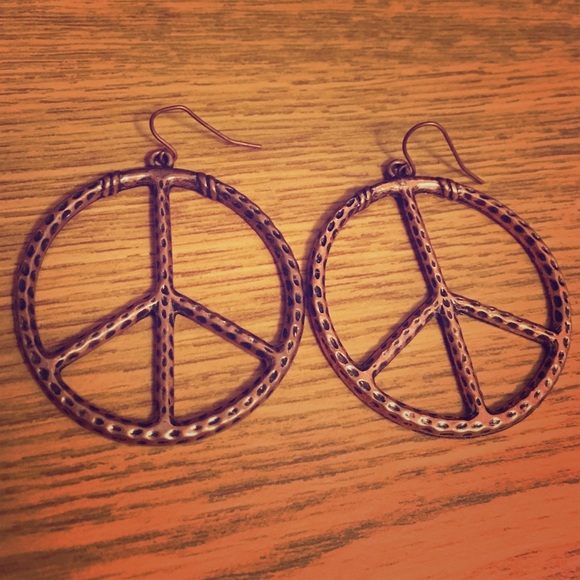 Jewelry - Copper peace sign earrings