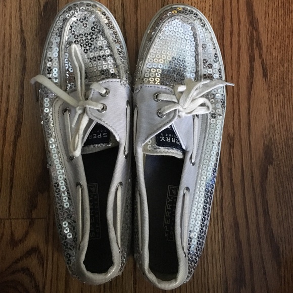 Silver Sequin Sperry Boatshoes