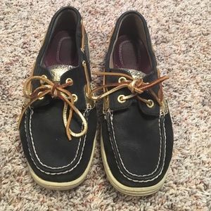Sperry Boat Shoes • Black & Gold