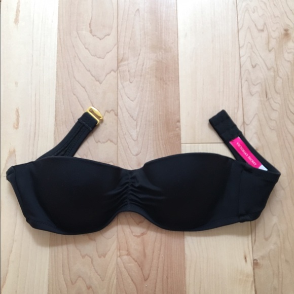 Black push-up bandeau bikini top