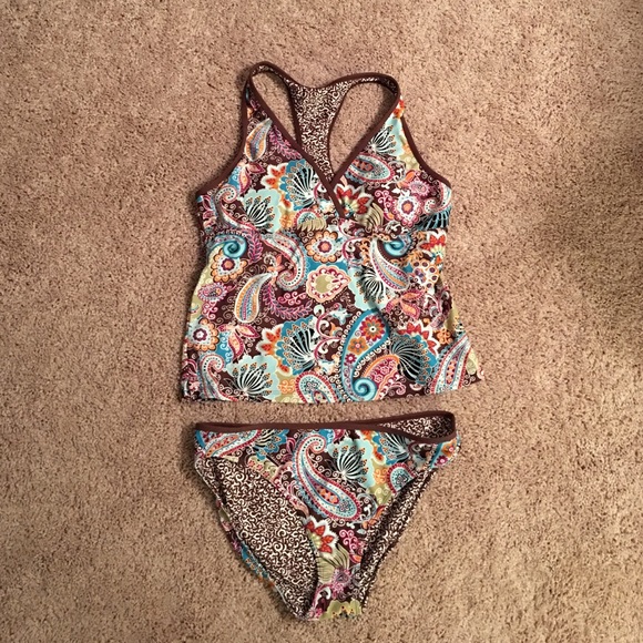 Athleta tankini set XL reversible