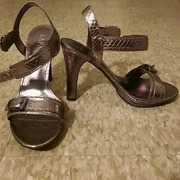 LAUREN by Ralph Lauren silver metal heels