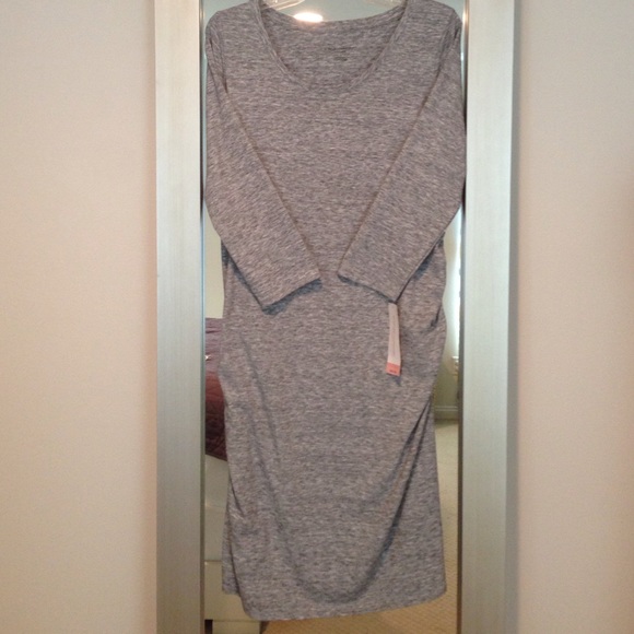 Liz Lange maternity midi dress, grey, sz L, NWT