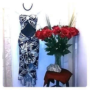 Strapless Mermaid  Black & Cream Dress