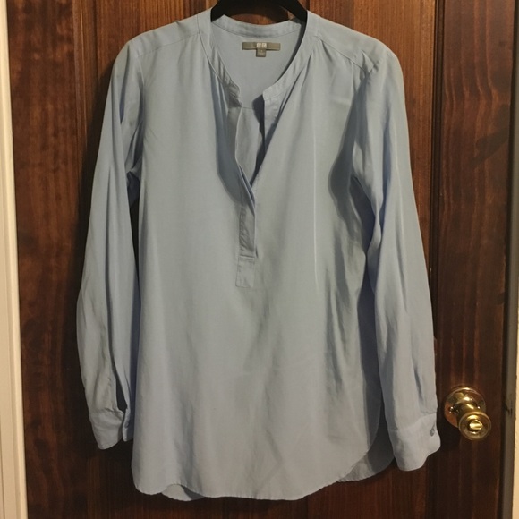 Uniqlo Blue Mandarin Collar Blouse