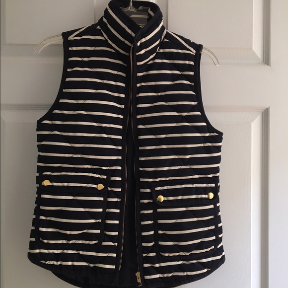 Jcrew navy striped puffer vest