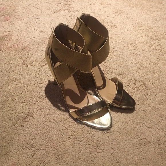 Gold high heels