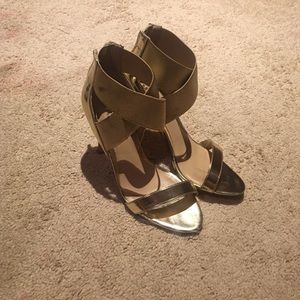 Gold high heels
