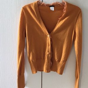 jewel tone cardigan with silk ruffle trim